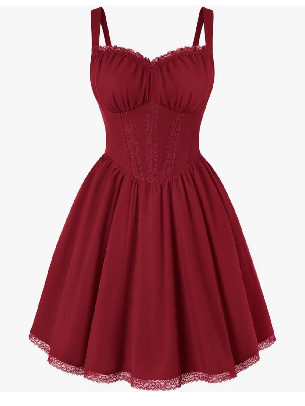 Scarlet Darkness Vintage-Inspired Wine Red Fit & Flare Dress